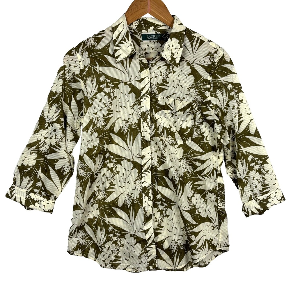 Talbots Women Long Sleeve 100% Cotton ButtonDown Shirt‎ Sz PM Lightweight Summer